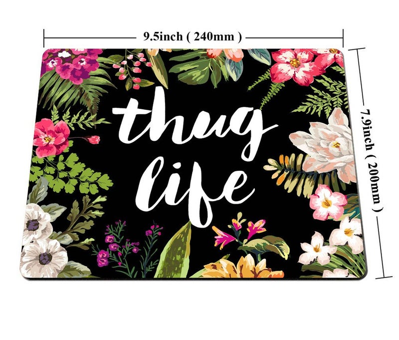 Smooffly Gaming Mouse Pad Custom,Thug Life Flowers Non-Slip Thick Rubber Mouse pad,9.5 X 7.9 Inch (240mmX200mmX3mm) - Image 3